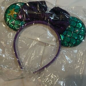 Mermaid 🧜‍♀️ Sequin Mouse Ears Headband with fork centerpiece